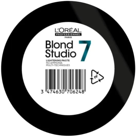 L'Oréal Professionnel, Blond Studio 7, Pâte Décolorante Platinium Plus, Conçue pour les Cheveux Colorés ou Naturels Jusqu'à 7 tons d'Eclaircissement, 500g