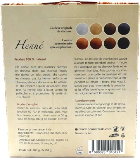 Henné - Cuivrée - Coloration naturelle & Soin capillaire - En poudre - 200g