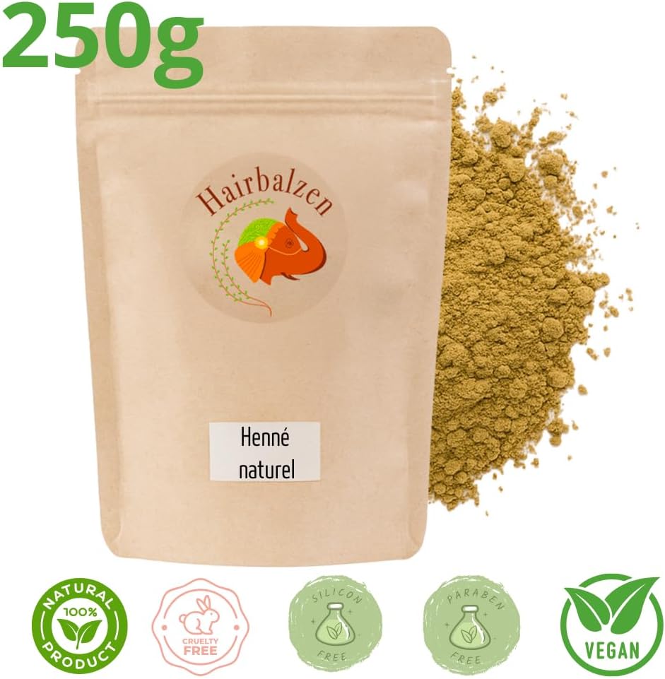 Henné Naturel Pur (Lawsonia Inermis) 250g – Coloration Végétale Cheveux - Poudre de Henné Tinctoriale Roux Cuivré & Acajou - Couvre Cheveux Blancs - 100% naturel Sans PPD, sans ammoniaque-
