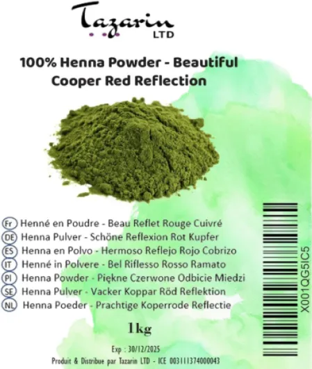 1kg Henné en Poudre, Naturel - Jolie Reflet Roux Cuivré - Coloration Cheveux - 100% Naturel, Pur et Sans Additifs - Poudre Fine