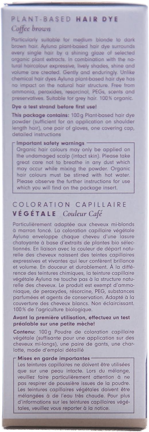 Ayluna Teinture végétale pour cheveux 80 marron café - Végétalien au henné - Crape indienne, fenugreek et camomille - Pour une coloration longue durée, brillance et volume - Sans ammoniaque
