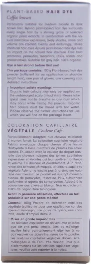 Ayluna Teinture végétale pour cheveux 80 marron café - Végétalien au henné - Crape indienne, fenugreek et camomille - Pour une coloration longue durée, brillance et volume - Sans ammoniaque