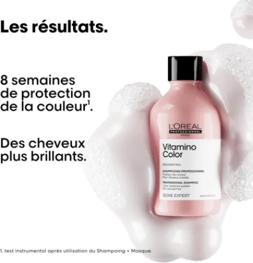 L'OREAL PROFESSIONNEL - Routine Pour Cheveux Colorés - Vitamino Color - Protège la Couleur Pendant 8 Semaines - Cheveux 6x Plus Brillants - Shampoing (300ml) + Masque (250ml)