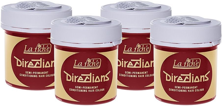 La Riché Directions Lot de 4 tubes de coloration semi-permanente pour cheveux 88 ml (Poppy Red) rouge 88 ml (Lot de 4)