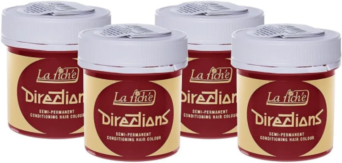La Riché Directions Lot de 4 tubes de coloration semi-permanente pour cheveux 88 ml (Poppy Red) rouge 88 ml (Lot de 4)