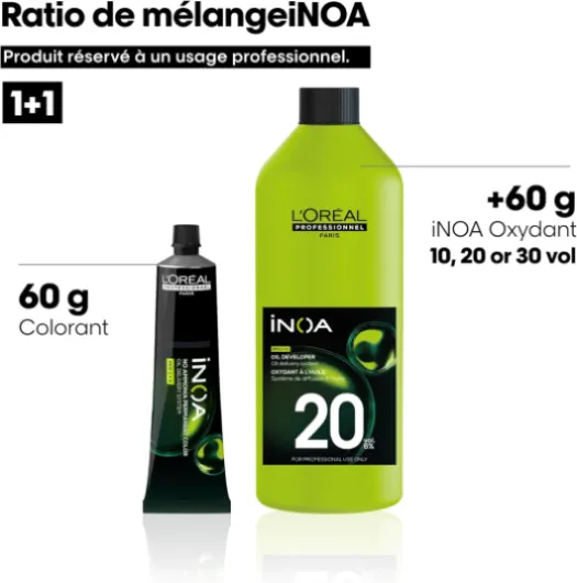 L'OREAL PROFESSIONNEL - Oxydant 20 Volume Crème Riche 6% - À Mélanger Avec les Colorations iNOA - Couvre les Cheveux Blancs & Éclaircit Jusqu'à 2 Tons - iNOA - 1 L