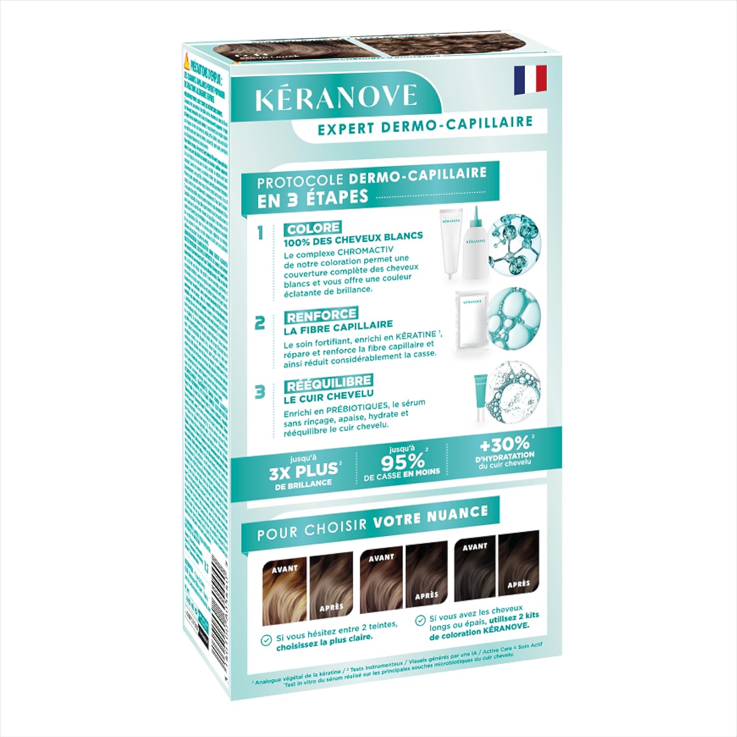 KERANOVE - Coloration Permanente Dermo-Capillaire Sans Ammoniaque - Odeur douce - Kératine végétale et Prébiotiques - 6.0 Blond Foncé - x2