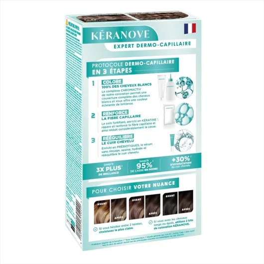 KERANOVE - Coloration Permanente Dermo-Capillaire Sans Ammoniaque - Odeur douce - Kératine végétale et Prébiotiques - 6.0 Blond Foncé - x2