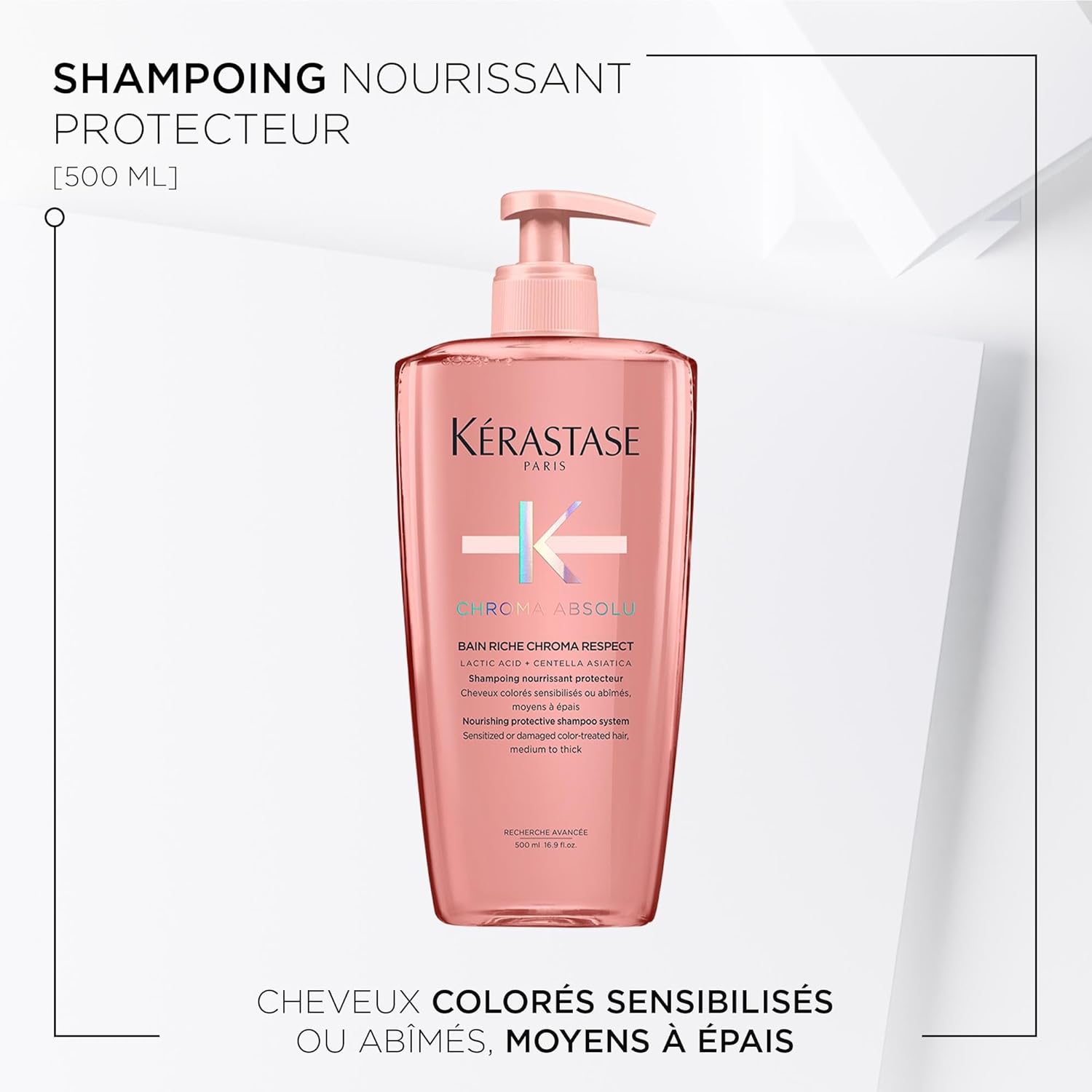 Kérastase, Chroma Absolu, Shampoing Nourrissant & Protecteur, Pour Cheveux Colorés Sensibilisés ou Abîmés Moyens à Épais, Bain Riche Chroma Respect, 500 ml