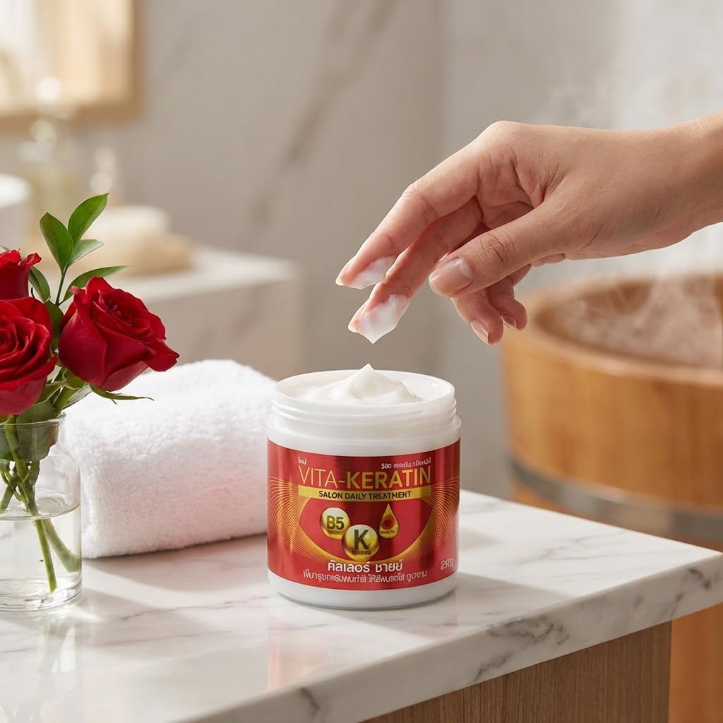 VITA-KERATIN Masque Capillaire Kératine Huile de Rose B5 Soin Quotidien pour Éclat Couleur 250g - Soins cheveux colorés