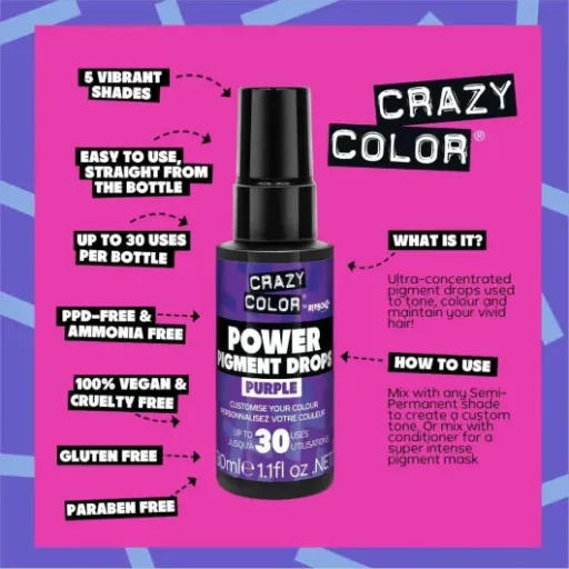 Test Crazy Color Global Power Pigment Drops Purple : des gouttes violettes puissantes mais pas pour tout le monde