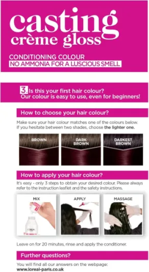 L'Oreal Paris Casting Crème Gloss Coloration 360 Black Cherry - Lot de 3