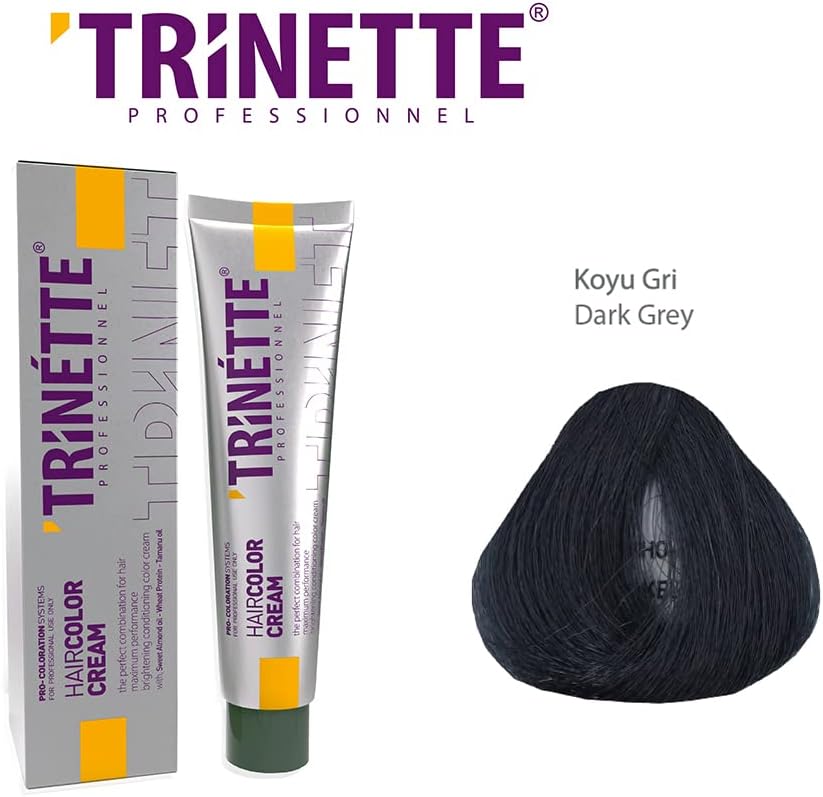Professionnelle Gris Foncé Permanente Crème Colorante 100 ml – Tons Gris Modernes, Reflets Fumés & Argentés, Haute Couvrance, Qualité Salon Longue Durée Dark Grey