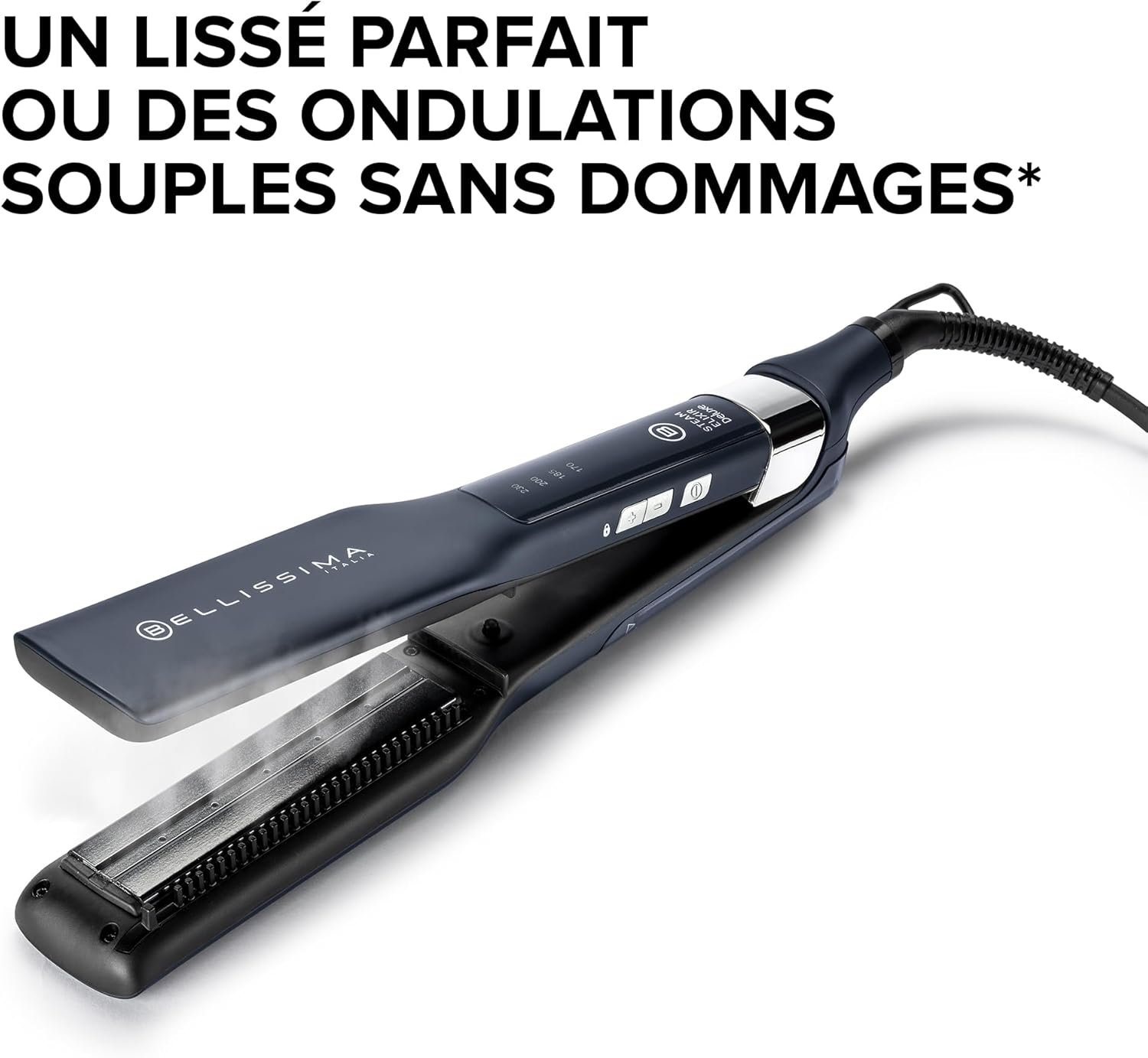 Fer à Lisser Steam Elixir Deluxe - Fer à Vapeur Professionnel Pour Rendu Lisse ou Ondulé - Lisseur Vapeur Avec Plaques en Céramique et Kératine Cheveux Protégés, Doux et Lumineux
