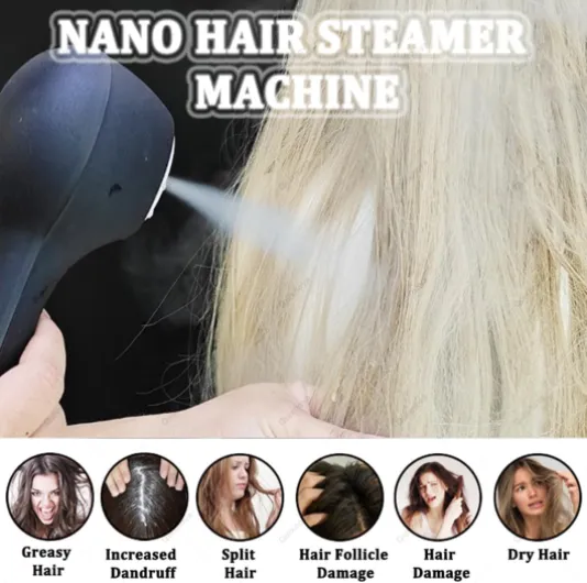 Appareil de soin capillaire 5 en 1 Nano Vapeur, processeur capillaire ultrasonique professionnel à micro-brumisation, multifonctionnel et amovible, avec bonnet de soin pour salons de coiffure