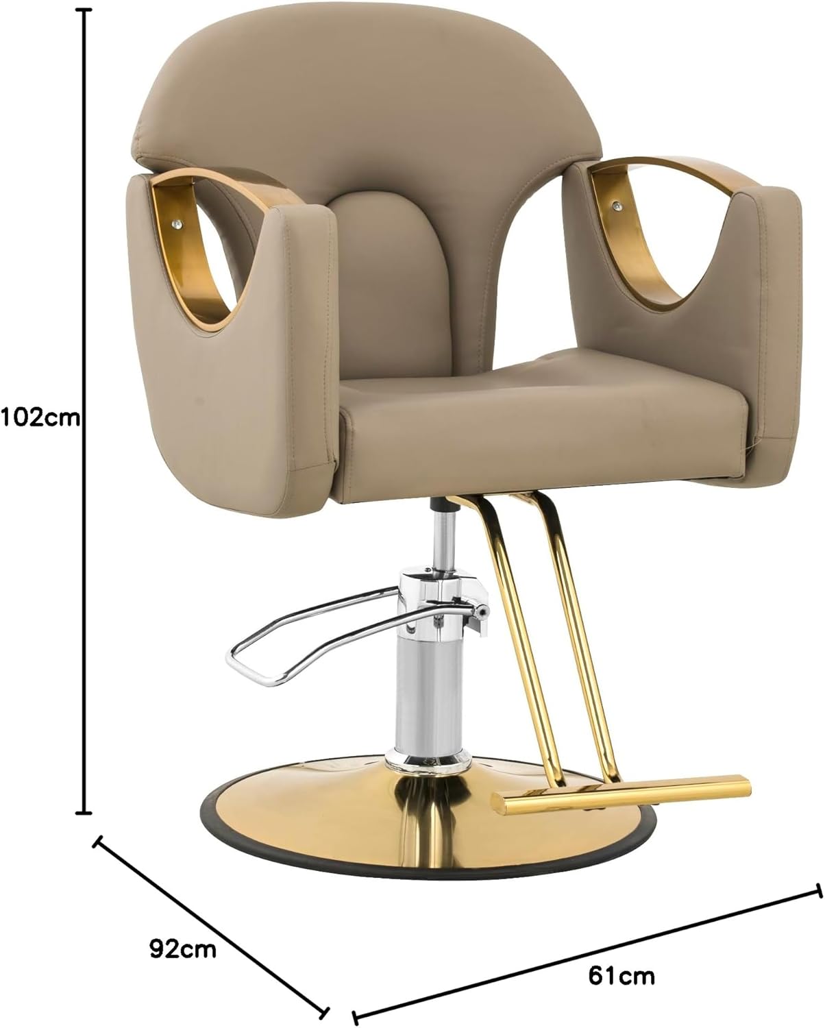 Physa Fauteuil de Coiffure avec Repose-Pieds 53-64 cm 180 kg Beige - Chaise de Salon de Coiffure Siège de Coiffure réglable en Hauteur