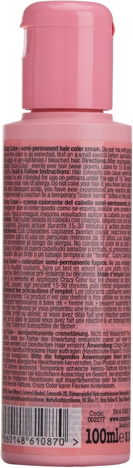 Crazy Color - Coloration Semi-Permanente fugace Ruby Rouge no.66 - 100 ml 1 unité (Lot de 1) Ruby Rouge