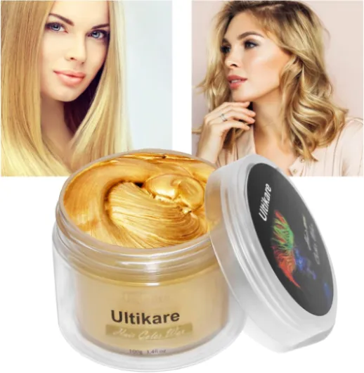 Cire de coloration temporaire pour cheveux - Effet instantané - Lavable - Argile capillaire pour homme et femme - Cire coiffante pour fête, cosplay et Halloween - Doré