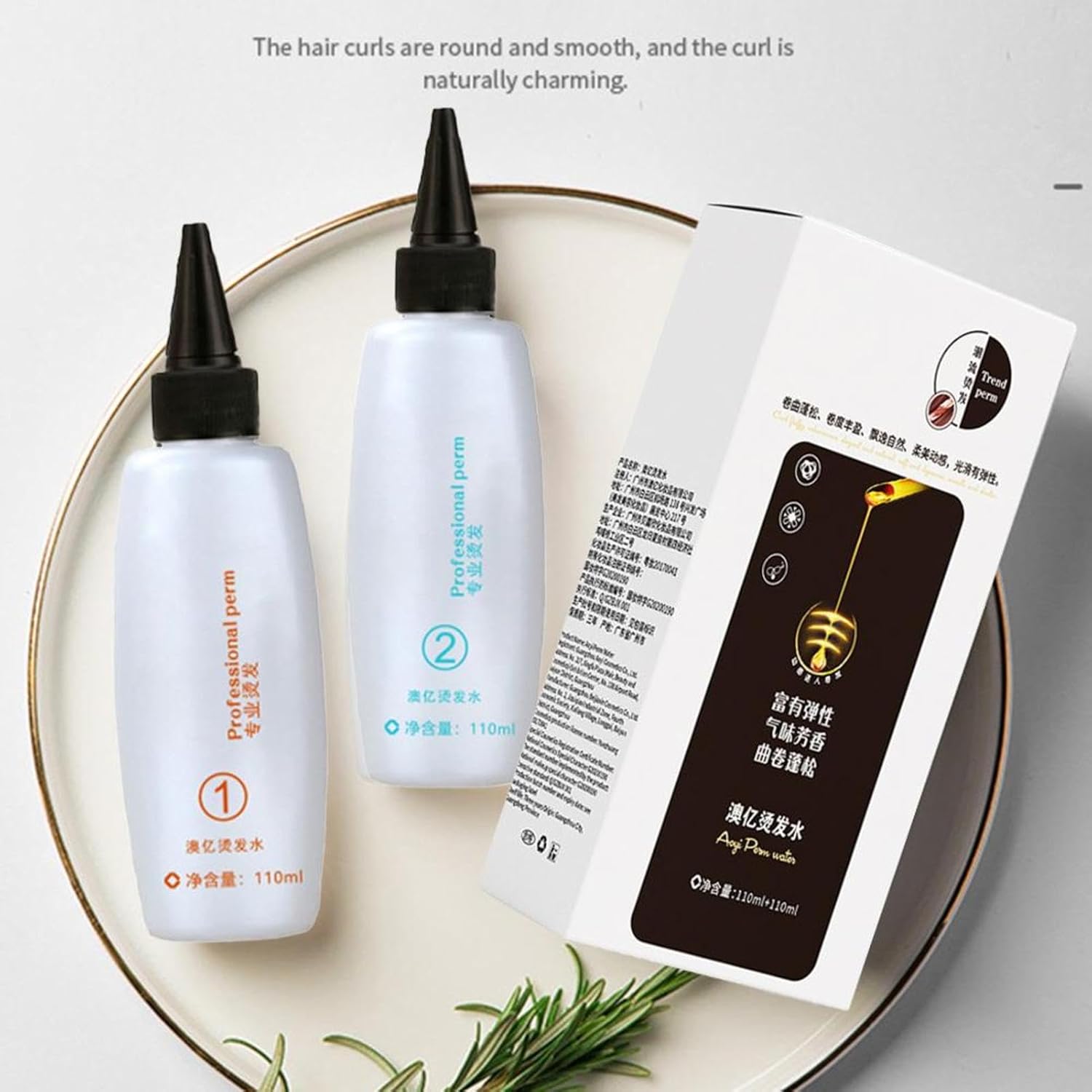 Solution De Permanente Pour Cheveux, Kit De Permanente Pour Femme, Kit DePermanente Sans Parf-um Doux Et Inoffensif Pour Salon De Coiffure À Domicile, Accessoires De Coiffure Pour Soins Capillaires