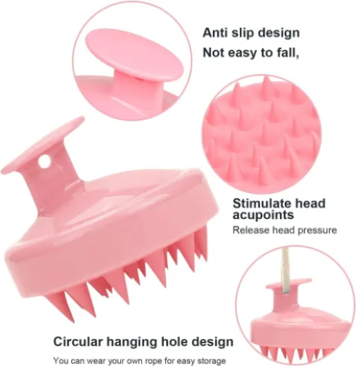 Lot de 2 Peigne Applicateur Huile Cheveux,Scalp Massager,Hair Dye Brush Bottle,Huile De Coloration Applicateur,Flacon Applicateur Huile Cheveux Avec Échelle(Rose)