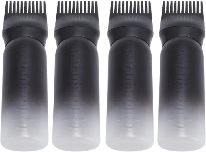 Lot de 4 flacons applicateurs d'huile capillaire pour peigne à racines de cheveux, Avec graduation graduée, Brosse de coloration, pour coloration capillaire, Accessoires De Salon De Coiffure