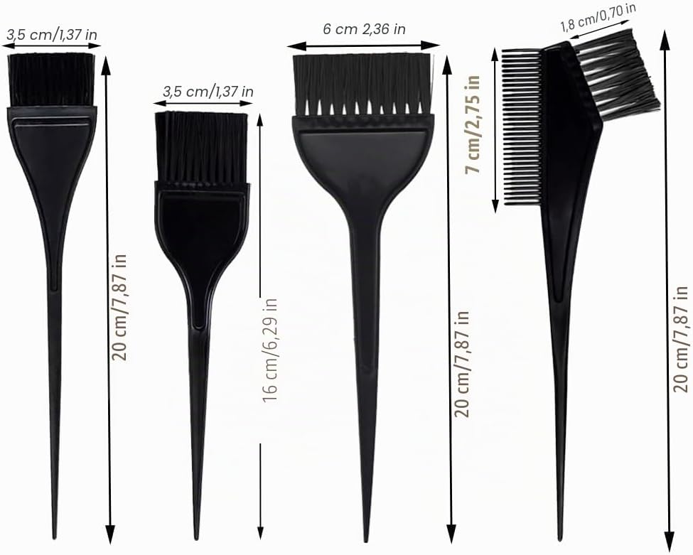 Brosse de Coloration de Cheveux, 4 Pcs Dyeing Brush, Ensemble de Brosses à Teinture, Peigne Brosses, Brosses de Teinture de Cheveux, pour DIY Coloration de Cheveux Outils