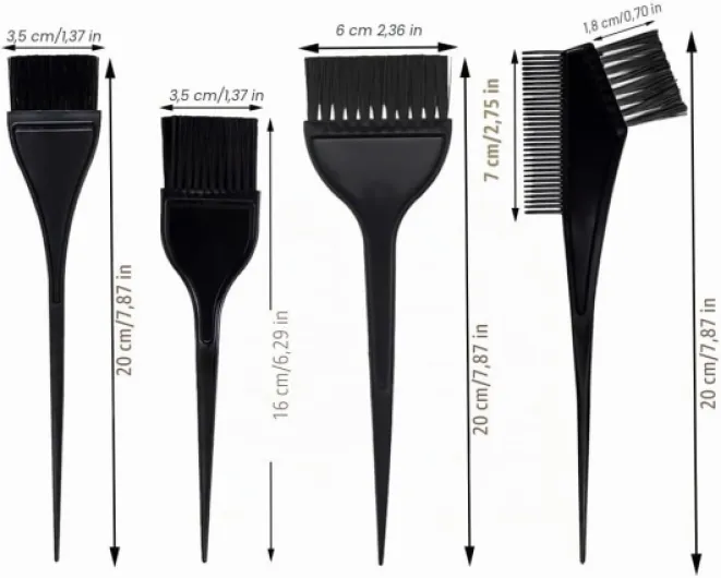 Brosse de Coloration de Cheveux, 4 Pcs Dyeing Brush, Ensemble de Brosses à Teinture, Peigne Brosses, Brosses de Teinture de Cheveux, pour DIY Coloration de Cheveux Outils