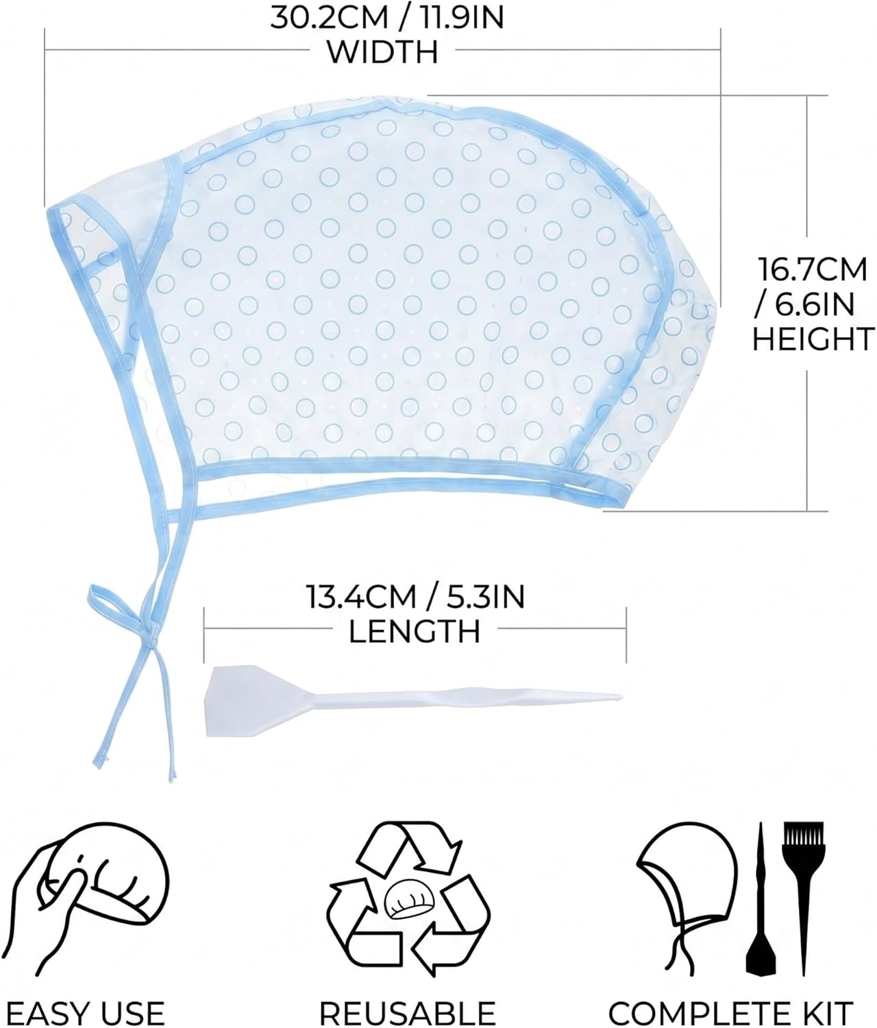 Kit Mèches Cheveux & Balayage Complet - 3 Bonnets de Coloration Professionnels, 3 Crochets, 3 Brosses - Outils Réutilisables pour une Teinture Précise à Domicile.