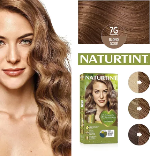 Biobased - Coloration sans ammoniaque - Couverture à 100% des cheveux blancs - Ingrédients végétaux - Couleur naturelle et durable - 7G Blond Doré - Lot de 3