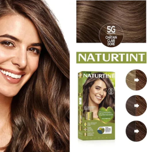 Biobased - Coloration sans ammoniaque - Couverture à 100% des cheveux blancs - Ingrédients végétaux - Couleur naturelle et durable - 5G Châtain Clair Doré - Lot de 3 5G - Châtain Clair Doré